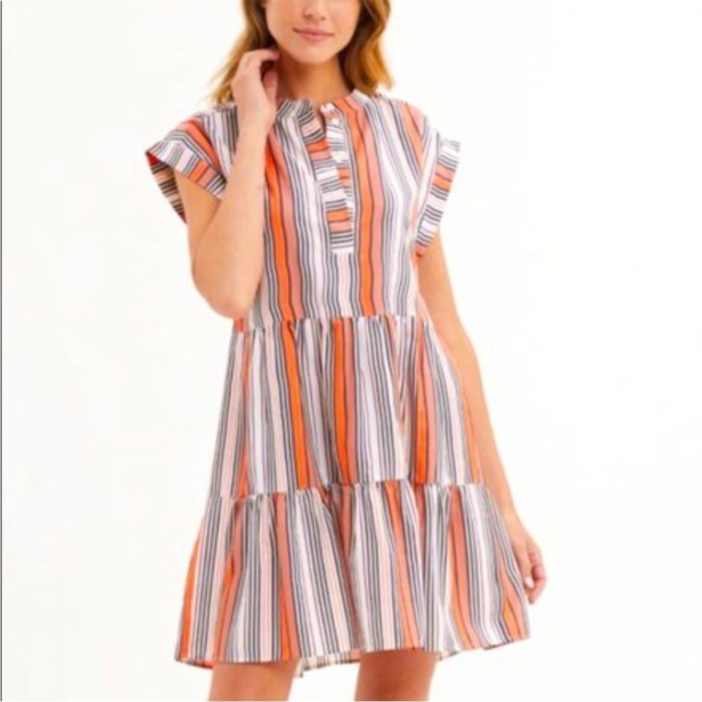 Tuckernuck Striped Mini Dress in Orange and Blue